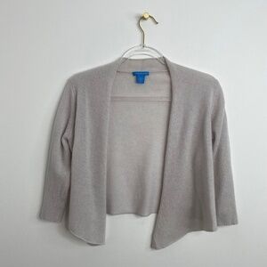 White + Warren Women's 100% Cashmere Knit Bolero Open Sweater Cropped Size S